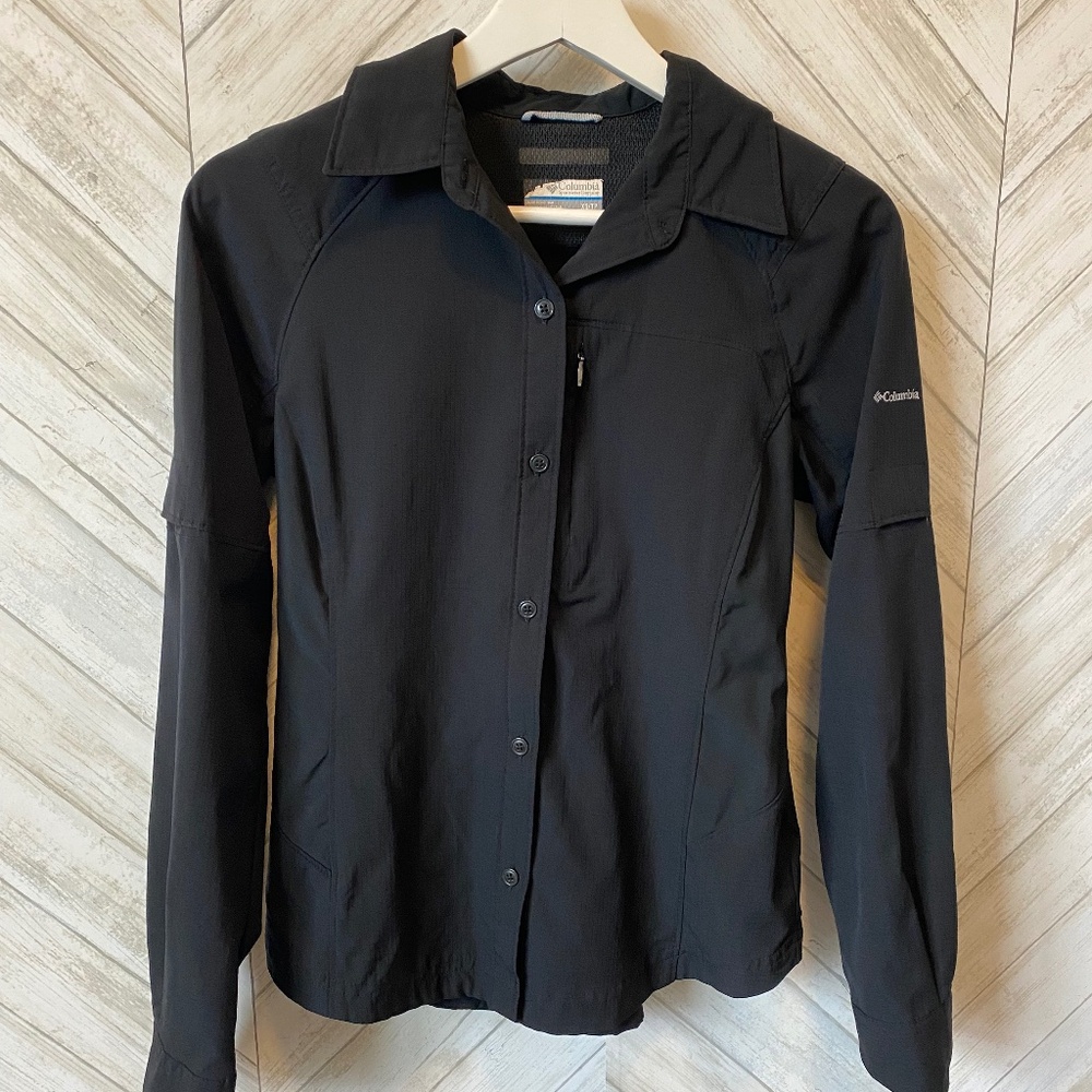 Columbia Long Sleeve Black Golf Shirt